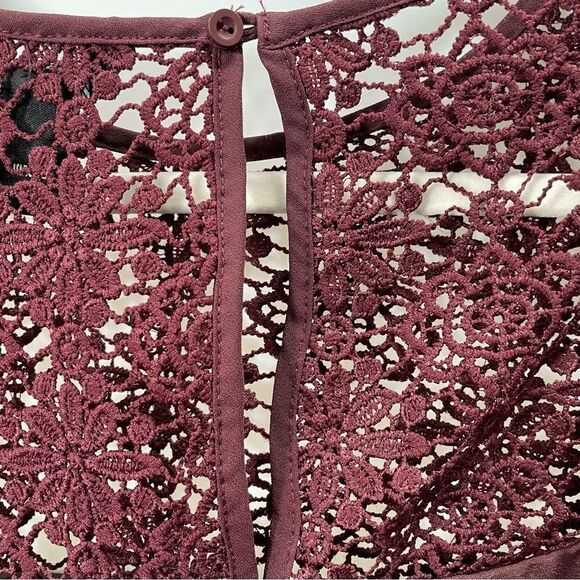 [XL] SWS Flowy Boho Burgundy Long Sleeve Blouse with Lace Details Women’… - Picture 9 of 15